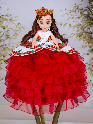 White Red Charro Quinceanera Doll