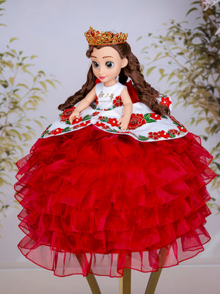 White Red Charro Quinceanera Doll