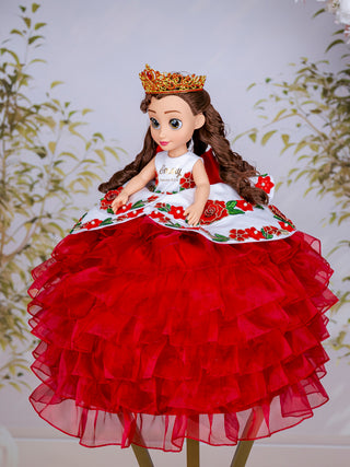 White Red Charro Quinceanera Doll