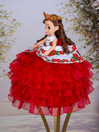 White Red Charro Quinceanera Doll