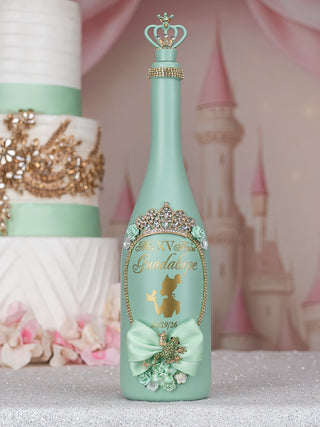 Sage Green Frog quinceanera bottle