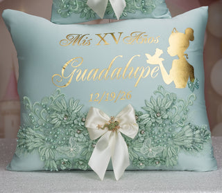 Sage Green Frog quinceanera pillows set