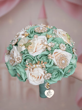 Sage Green Frog quinceanera bouquet 9 inches