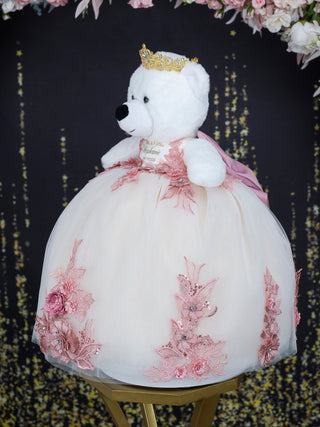 Ivory Dusty Pink Teddy Bear for Quinceanera
