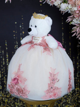 Ivory Dusty Pink Teddy Bear for Quinceanera