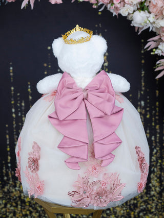 Ivory Dusty Pink Teddy Bear for Quinceanera