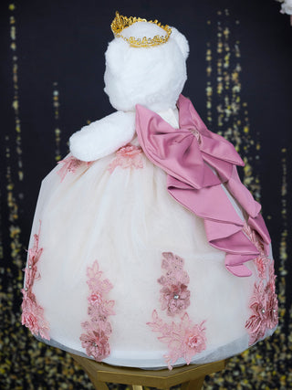 Ivory Dusty Pink Teddy Bear for Quinceanera
