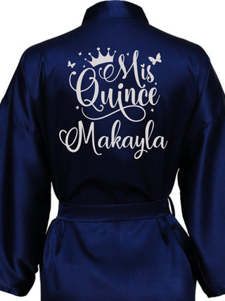 Navy blue with Silver robe for quinceanera