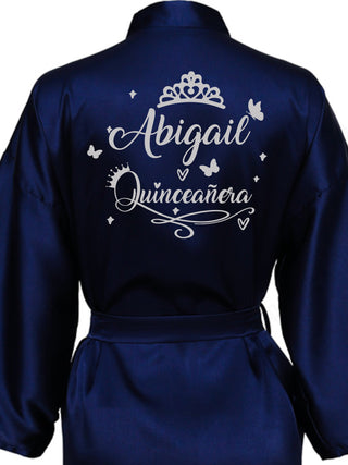 Navy blue with Silver robe for quinceanera