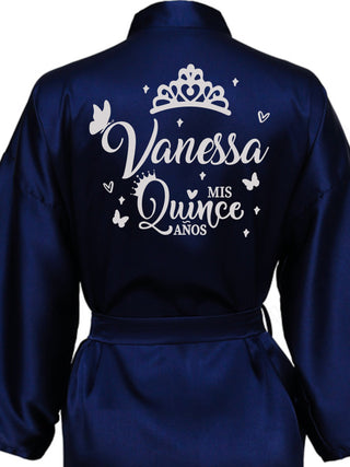 Navy blue with Silver robe for quinceanera