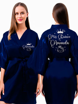 Navy blue with Silver robe for quinceanera