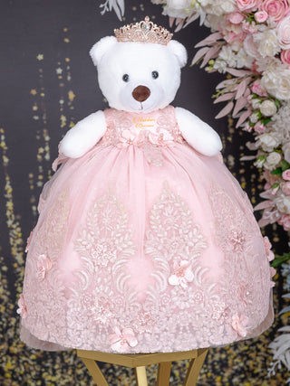 Blush with Train Teddy Bear Quinceanera