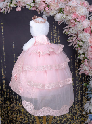 Blush with Train Teddy Bear Quinceanera
