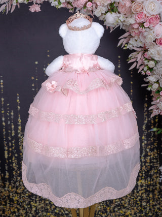 Blush with Train Teddy Bear Quinceanera