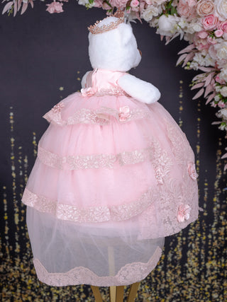 Blush with Train Teddy Bear Quinceanera