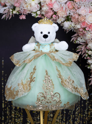 Sage green gold with train Quince Doll Cat