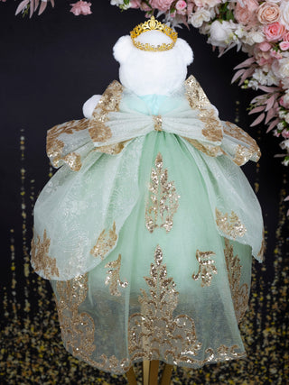 Sage green gold with train Quince Doll Cat