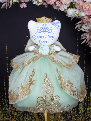 Sage green gold with train Quince Doll Cat