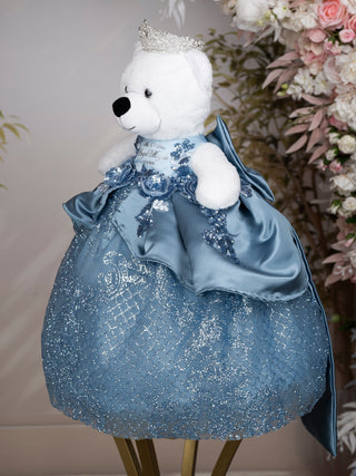 Dusty Blue with Floral Bow La Ultima Muneca for Quinceanera