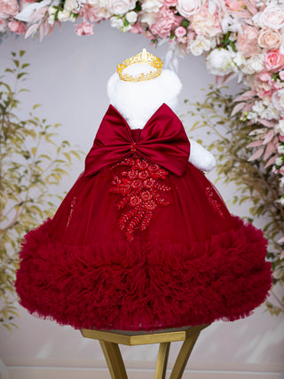 Burgundy with Gold Last Teddy Bear for Quinceanera