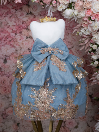 Slate Blue Gold Doll Cat for Quinceanera