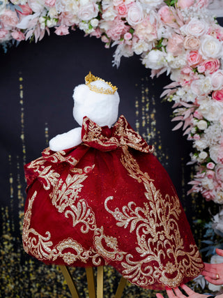 Burgundy with Gold Quinceanera Teddy Bear