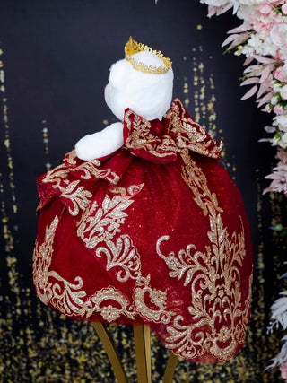 Burgundy with Gold Quinceanera Teddy Bear