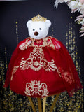 Burgundy Gold with Cape Teddy Bear for Quinceanera