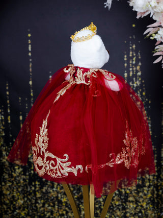Burgundy Gold with Cape Teddy Bear for Quinceanera
