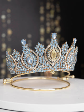 Slate Blue with Virgen María Quinceanera Crown