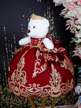 Burgundy with Gold Quinceanera Teddy Bear