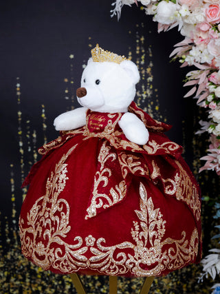 Burgundy with Gold Quinceanera Teddy Bear
