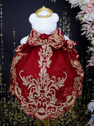 Burgundy with Gold Quinceanera Teddy Bear