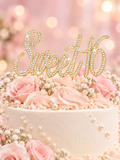 Gold Quinceañera Cake Topper  Sweet 16