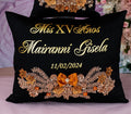 Black burnt orange quinceanera kneeling pillow, shoes pillow