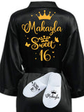 Sweet 16 Black with Gold robe with slippers