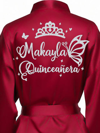 Burgundy with Silver robe for quinceanera