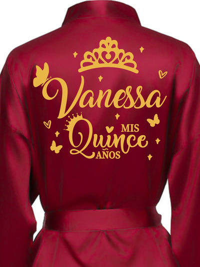 Burgundy with Gold robe for quinceanera