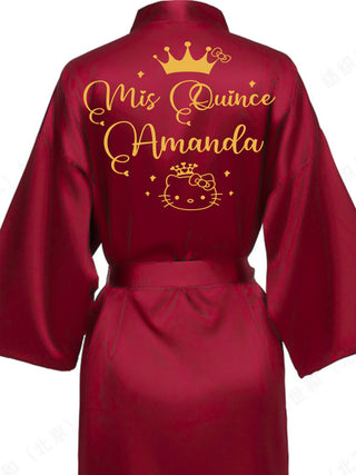 Burgundy with Gold robe for quinceanera