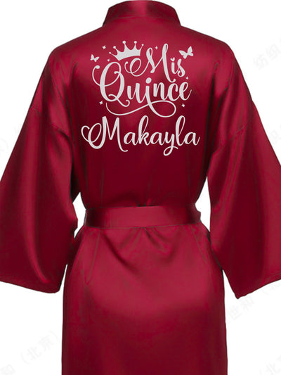 Burgundy with Silver robe for quinceanera