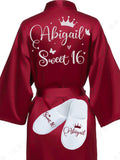 Sweet 16 Burgundy with Silver robe with slippers