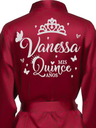 Burgundy with Silver robe for quinceanera