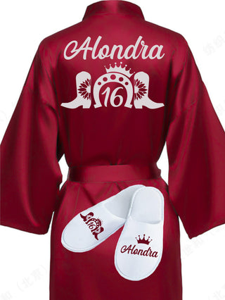 Sweet 16 Burgundy with Silver robe with slippers