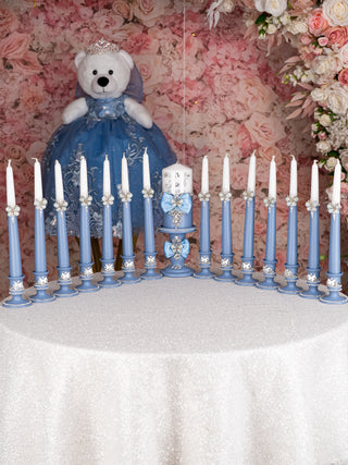Dusty Blue Silver 15 candle ceremony for quinceanera