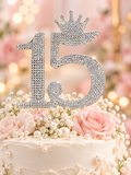 Silver Quinceañera Cake Topper 15