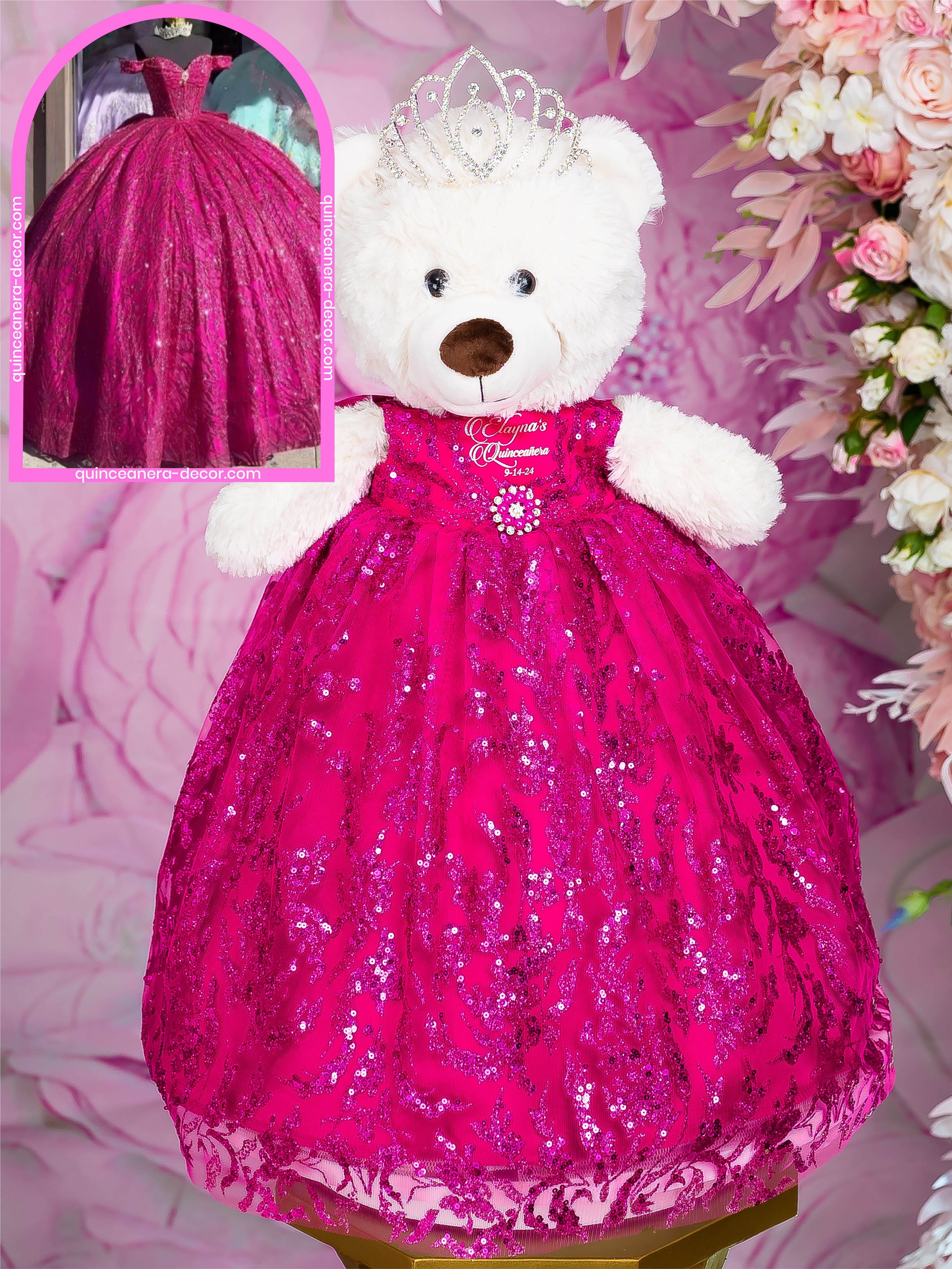 Quinceanera Teddy Bear to match your Dress | Quineanera Oso