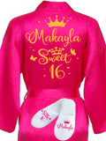 Sweet 16 Fuchsia with Gold robe with slippers