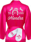 Quinceanera Fuchsia with Silver robe with slippers