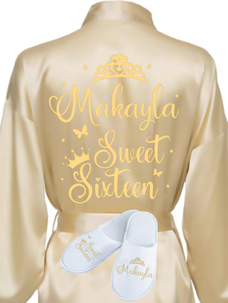 Sweet 16 Gold robe with slippers