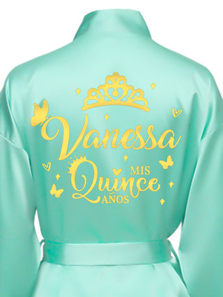 Sage Green with Gold robe for quinceanera | Sweet 15 / quinceanera-decor Sage Green with Gold robe for quinceanera | Sweet 15 / quinceanera-decor